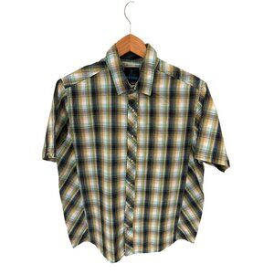 Prana Mens Plaid Short Sleeve Shirt S 100% Cotton Multicolor Casual Wear